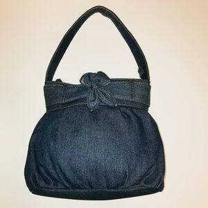 Vintage Retro Y2K/90s Blue Jean Denim Handbag Purse Shoulder Bag With Bow